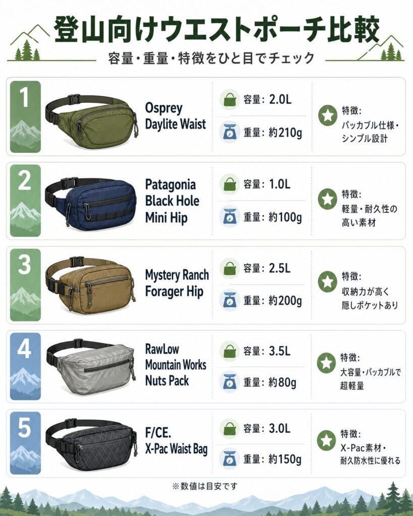 ウエストポーチ比較画像