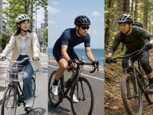 街乗り、ロードバイク、MTBで異なるヘルメットを着用するサイクリスト