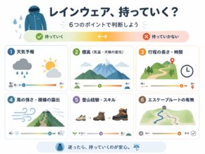 登山でレインウェアを持っていくか判断するチェックリスト図